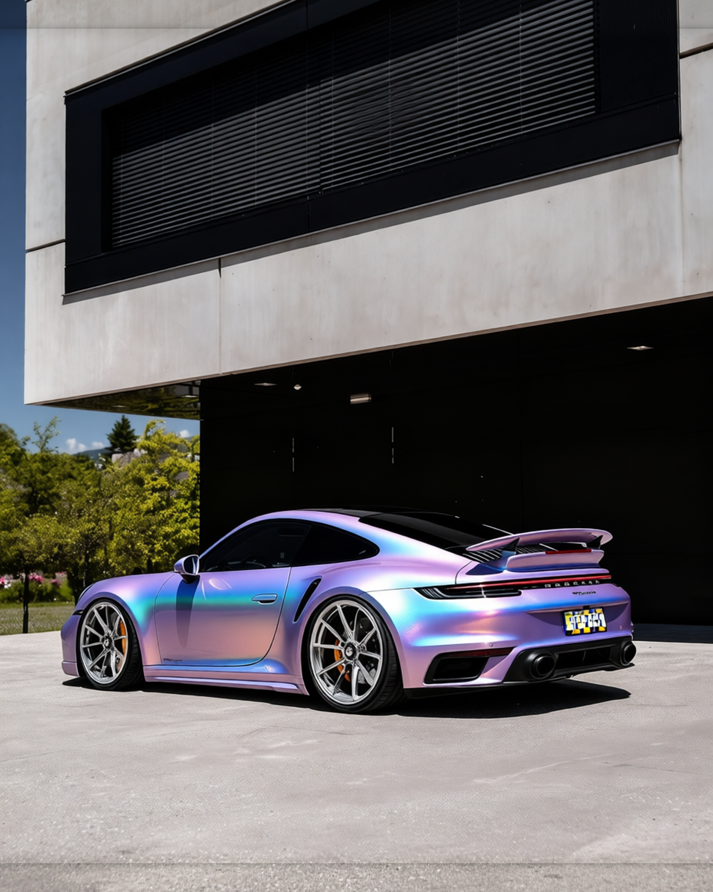 Porsche 911 rendered in Matte Amethyst gloss wrap
