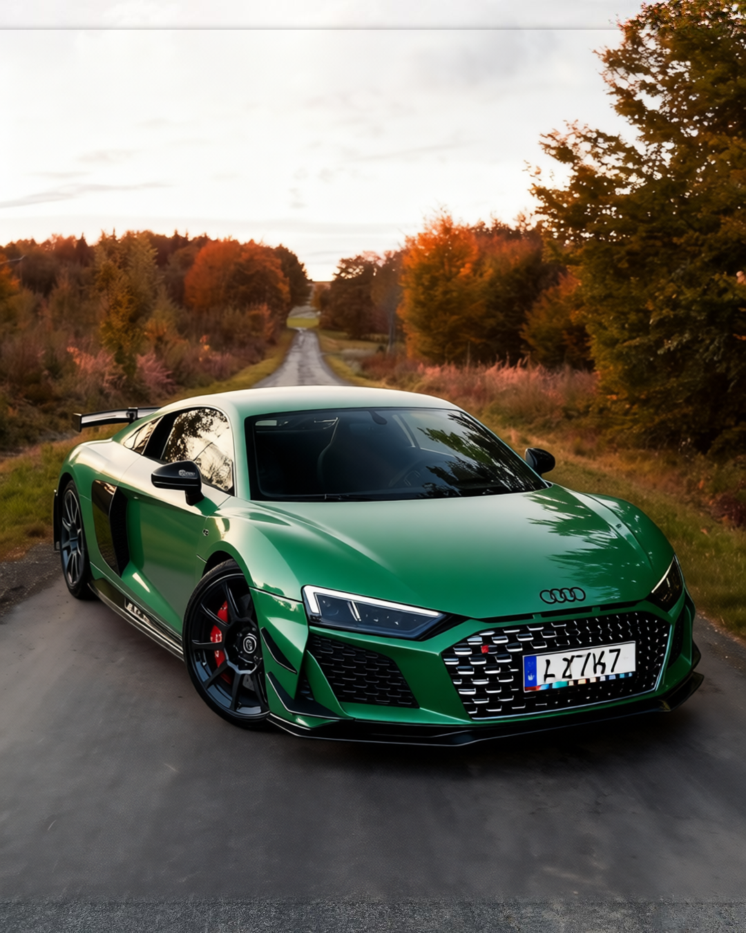 Audi R8 V10 GT rendered in Ferrari Gloss Verde Francesca Green gloss wrap