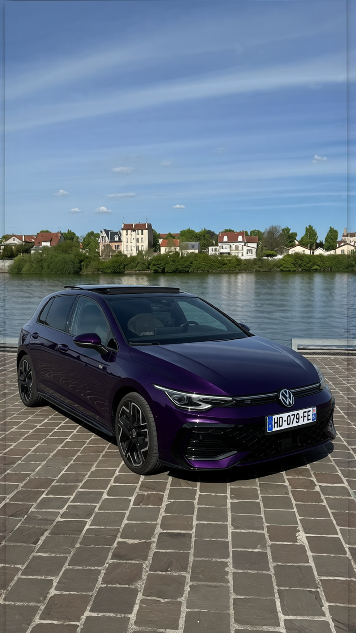 Volkswagen Golf R rendered in Midnight Purple gloss paint