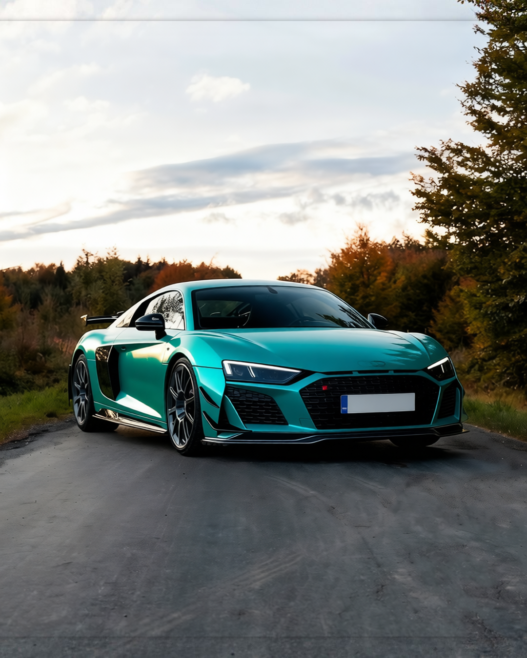 Audi R8 V10 GT rendered in Gloss Atomic Teal gloss wrap