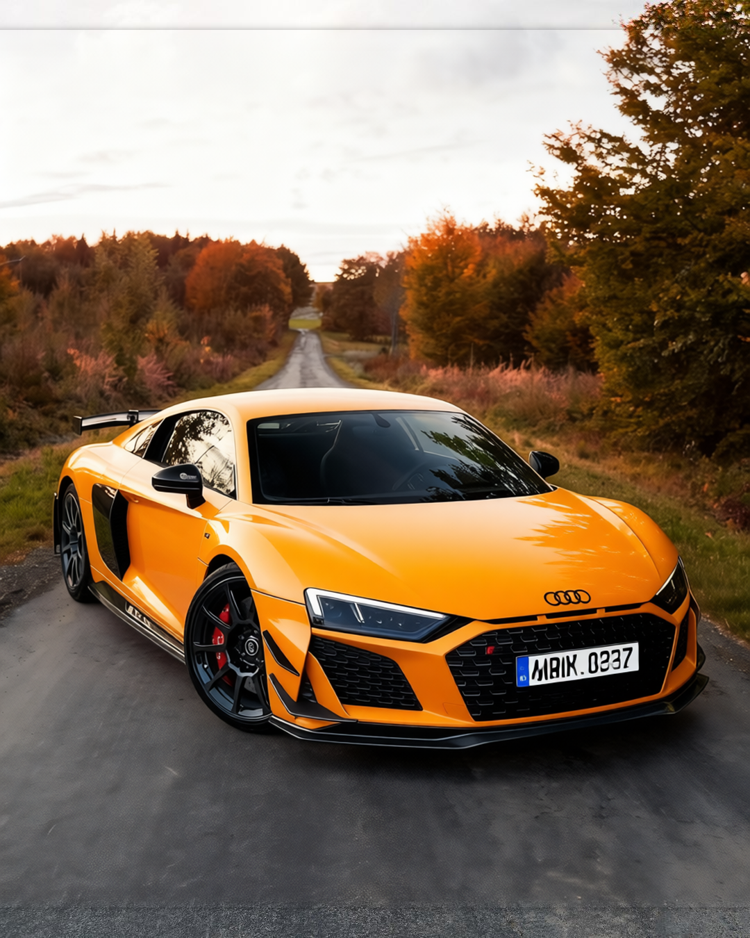 Audi R8 V10 GT rendered in Super Gloss Papaya Orange gloss wrap