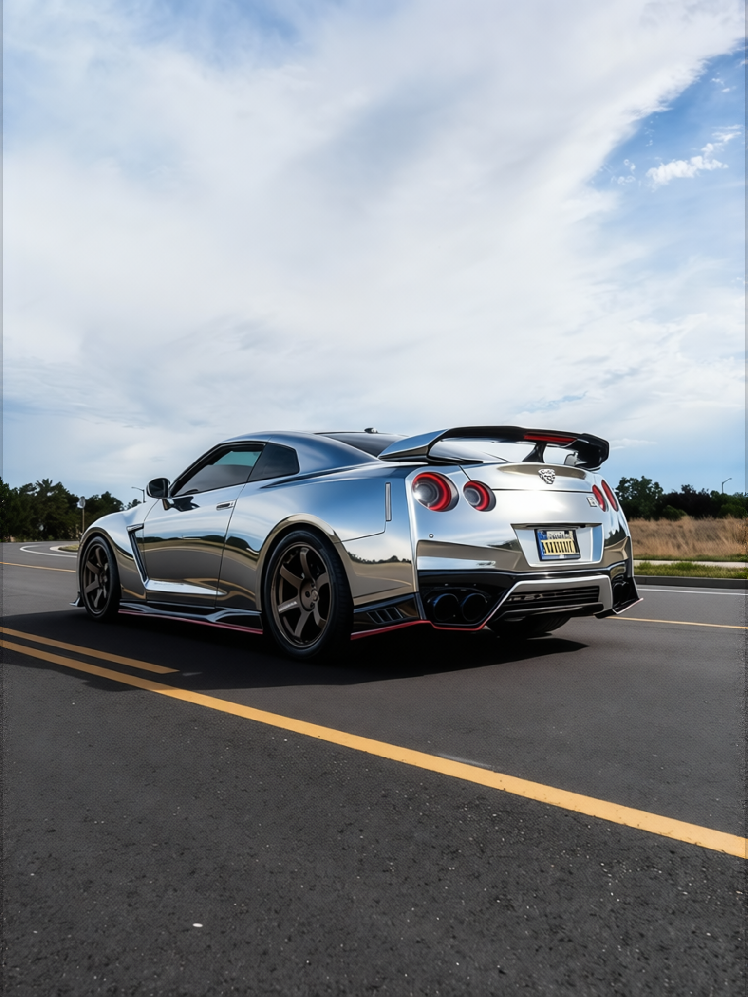 Nissan GT-R rendered in Crystal Metallic Silver gloss wrap