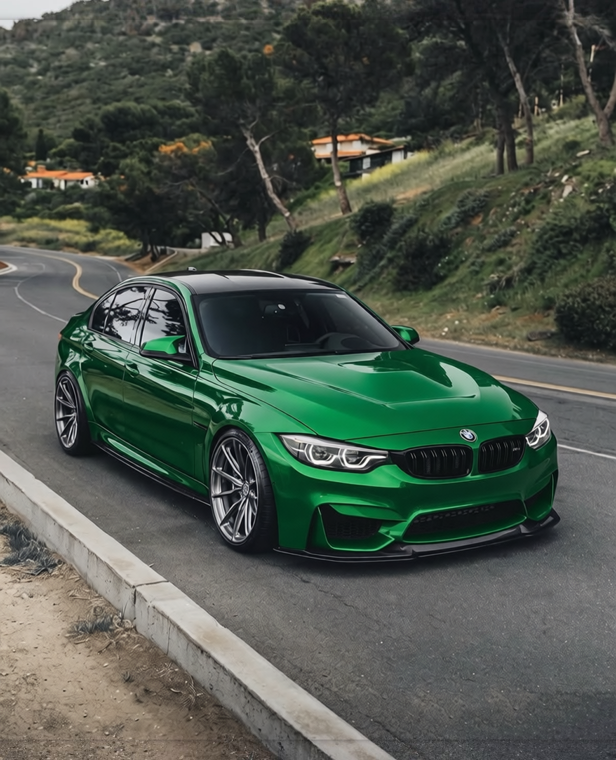 BMW M3 rendered in Racing Green gloss paint