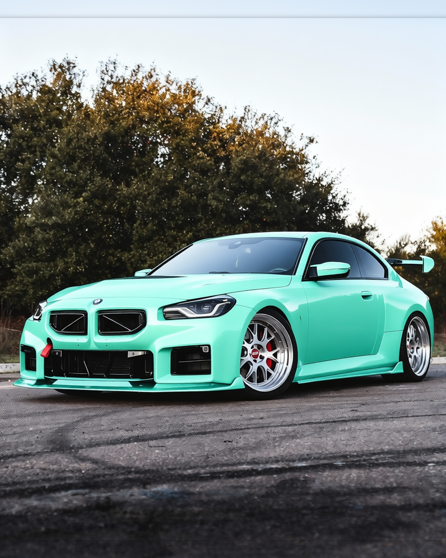 BMW M2 rendered in Super Gloss LB Tiffany Blue gloss wrap