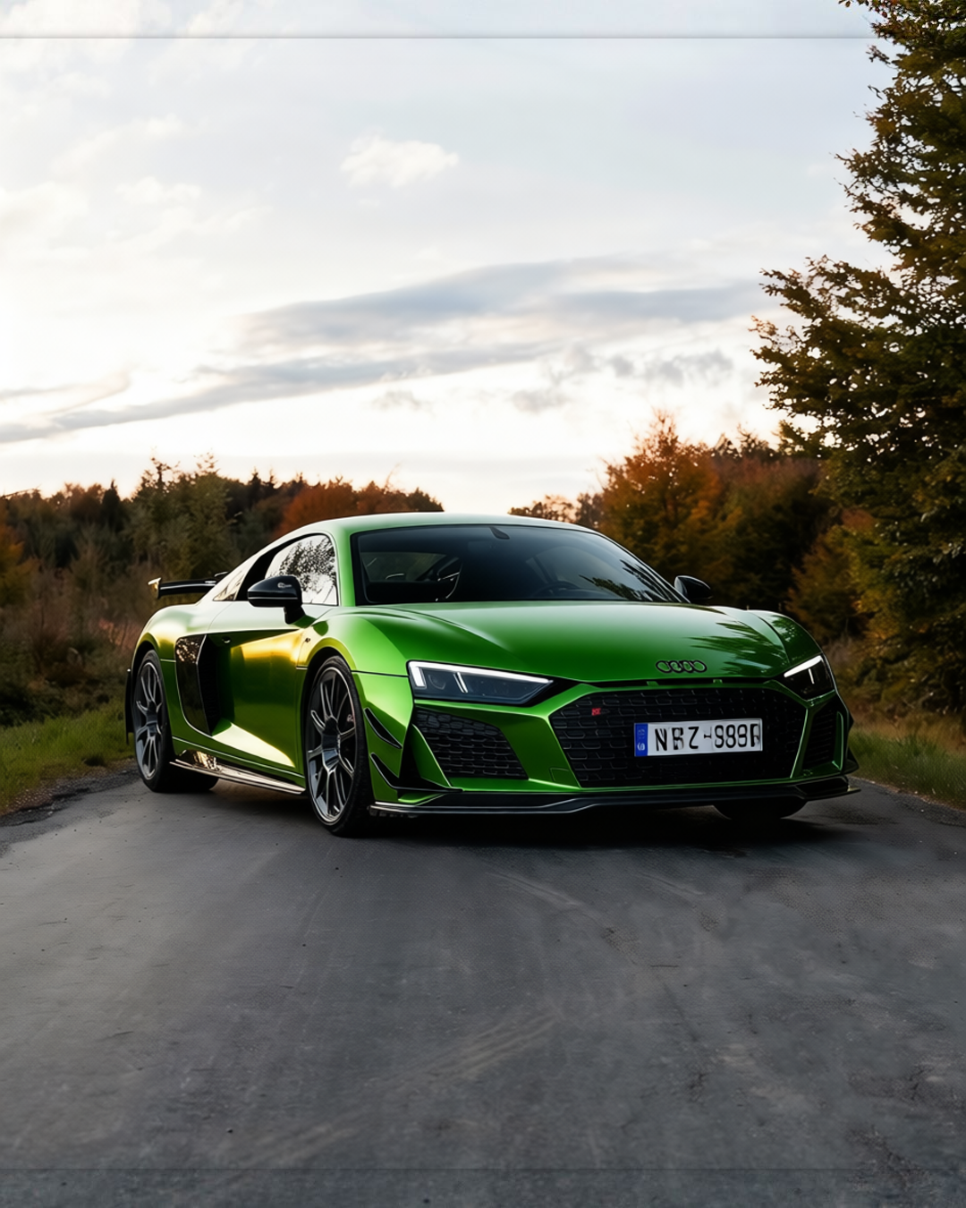Audi R8 V10 GT rendered in Super Gloss Metallic Mamba Green gloss wrap