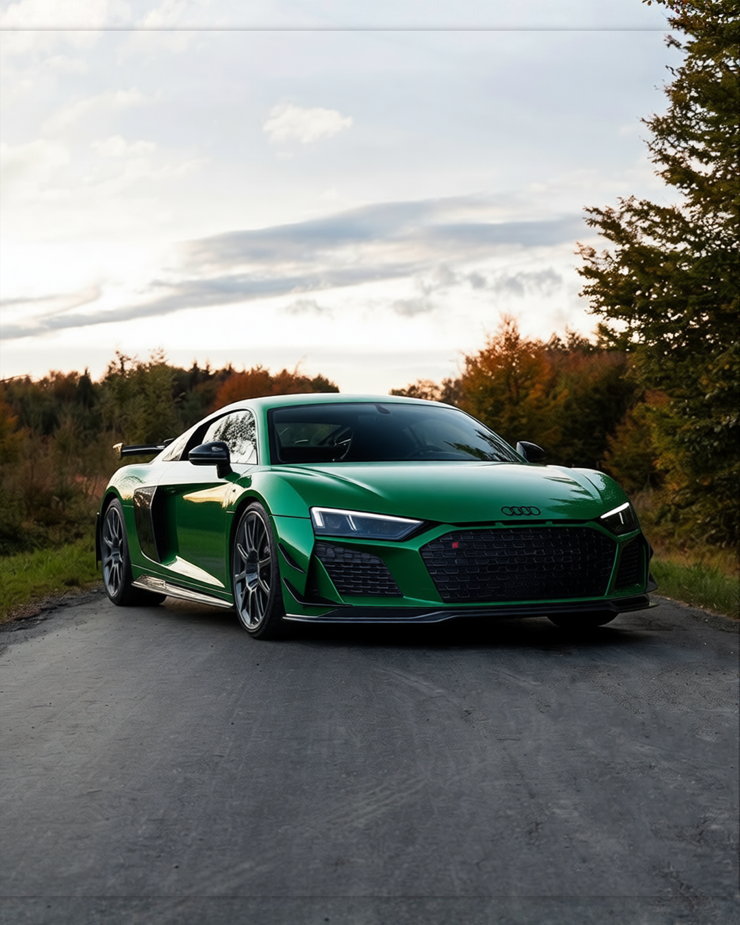 Audi R8 rendered in Racing Green gloss paint