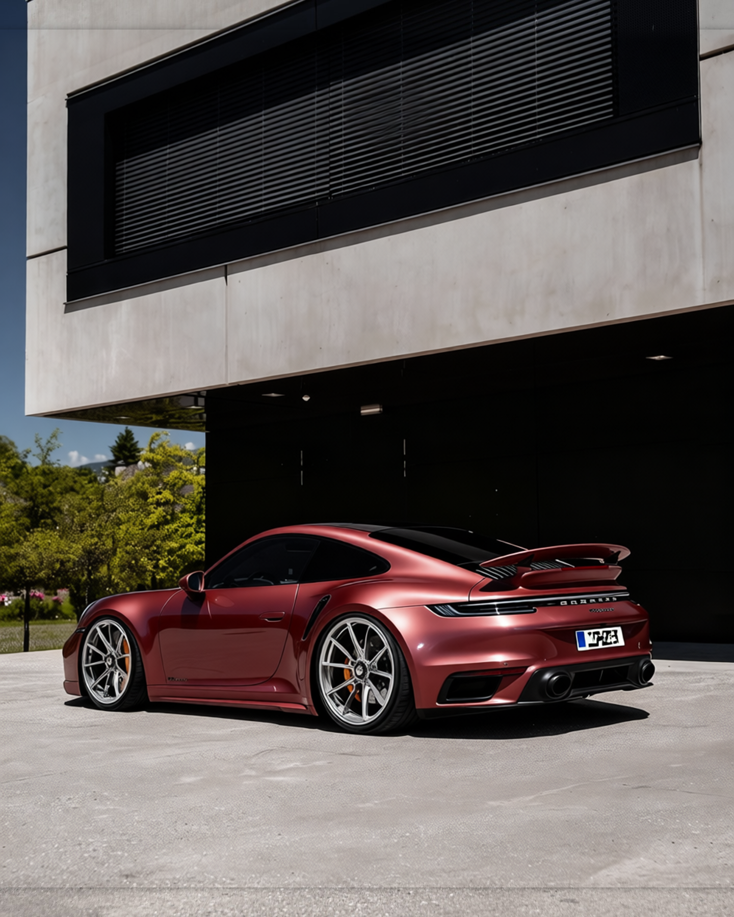 Porsche 911 rendered in Matte Red Brown Metallic gloss wrap