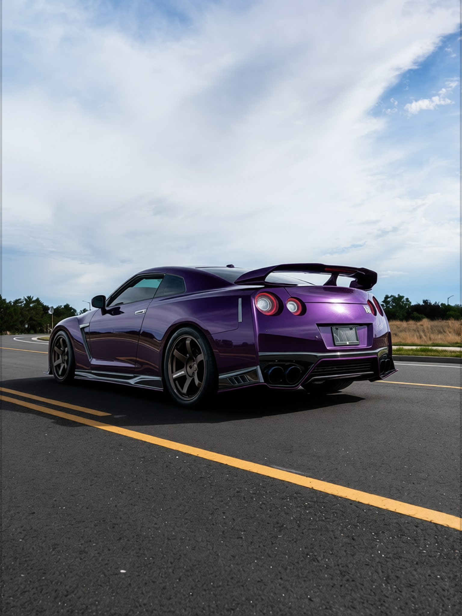 Nissan GT-R rendered in Midnight Purple gloss paint