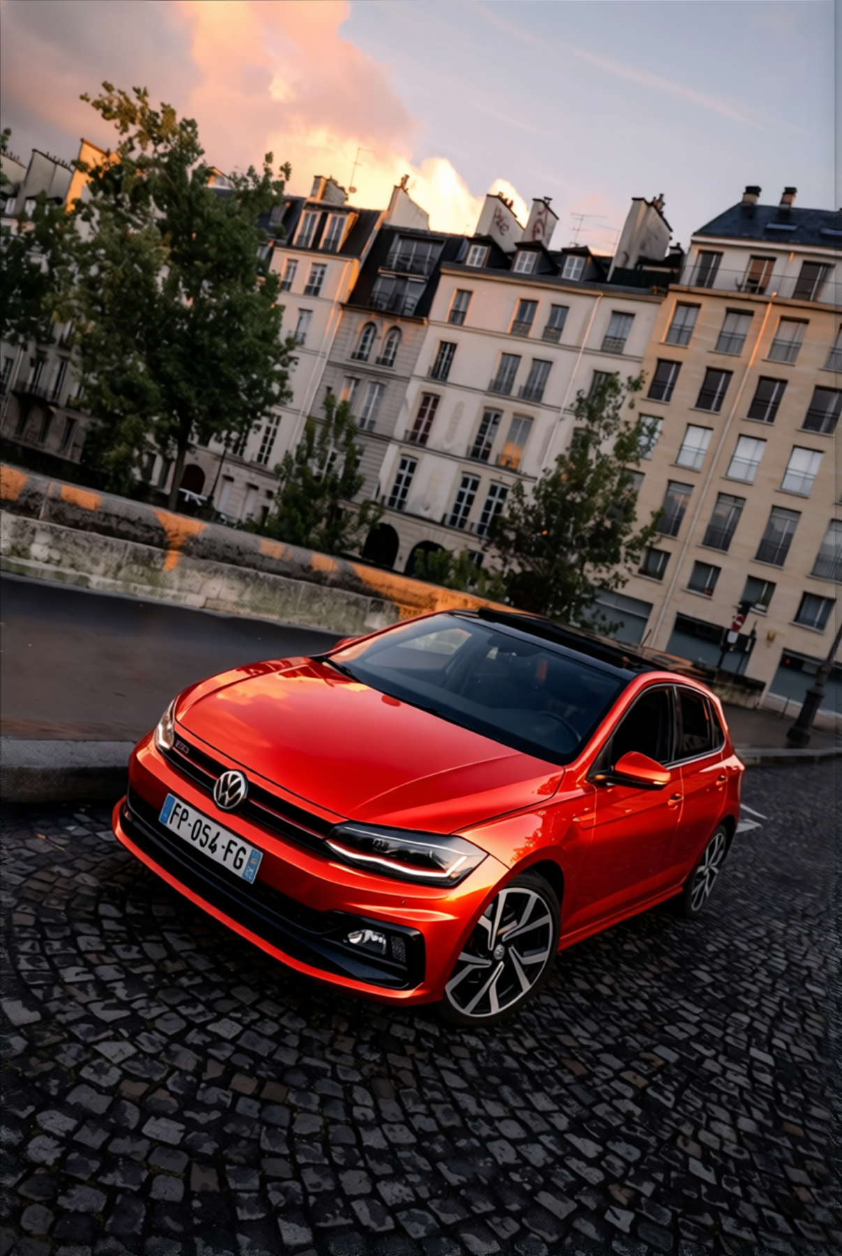 Volkswagen Polo GTI rendered in Glossy Metallic Paint Fire Red gloss wrap