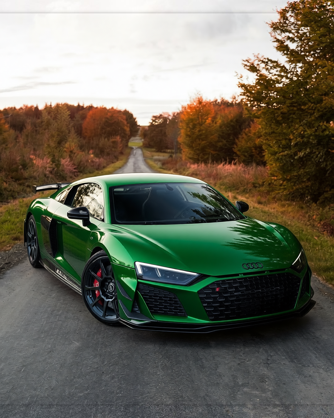 Audi R8 rendered in Racing Green gloss paint