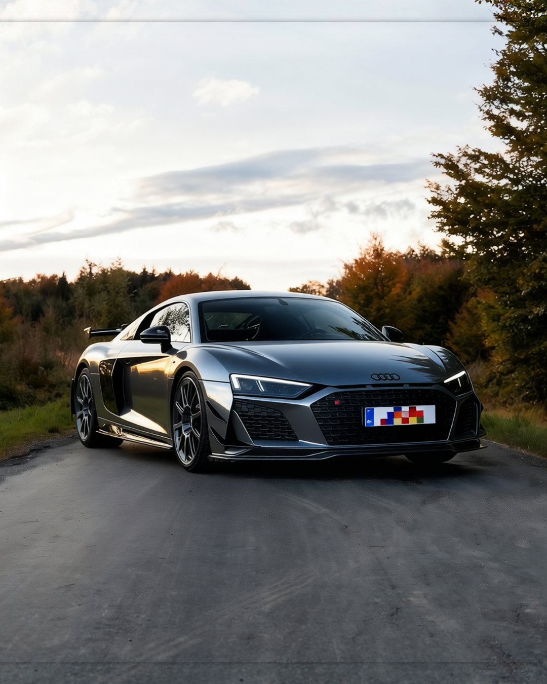 Audi R8 V10 GT rendered in Mercedes Benz Gloss Selenite Grey gloss wrap