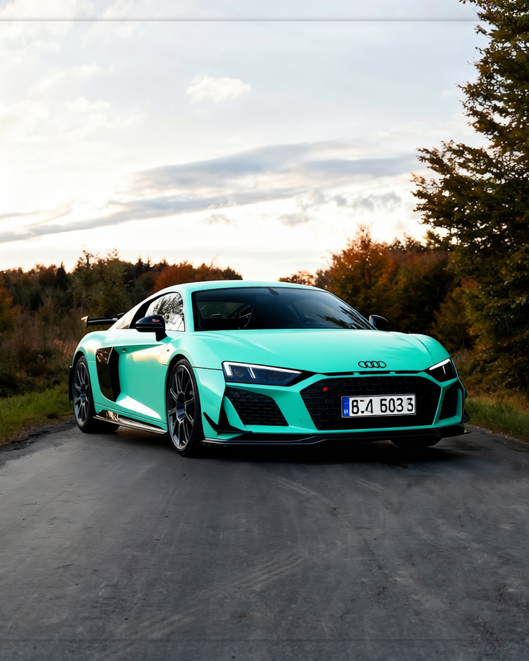 Audi R8 V10 GT rendered in Super Gloss LB Tiffany Blue gloss wrap