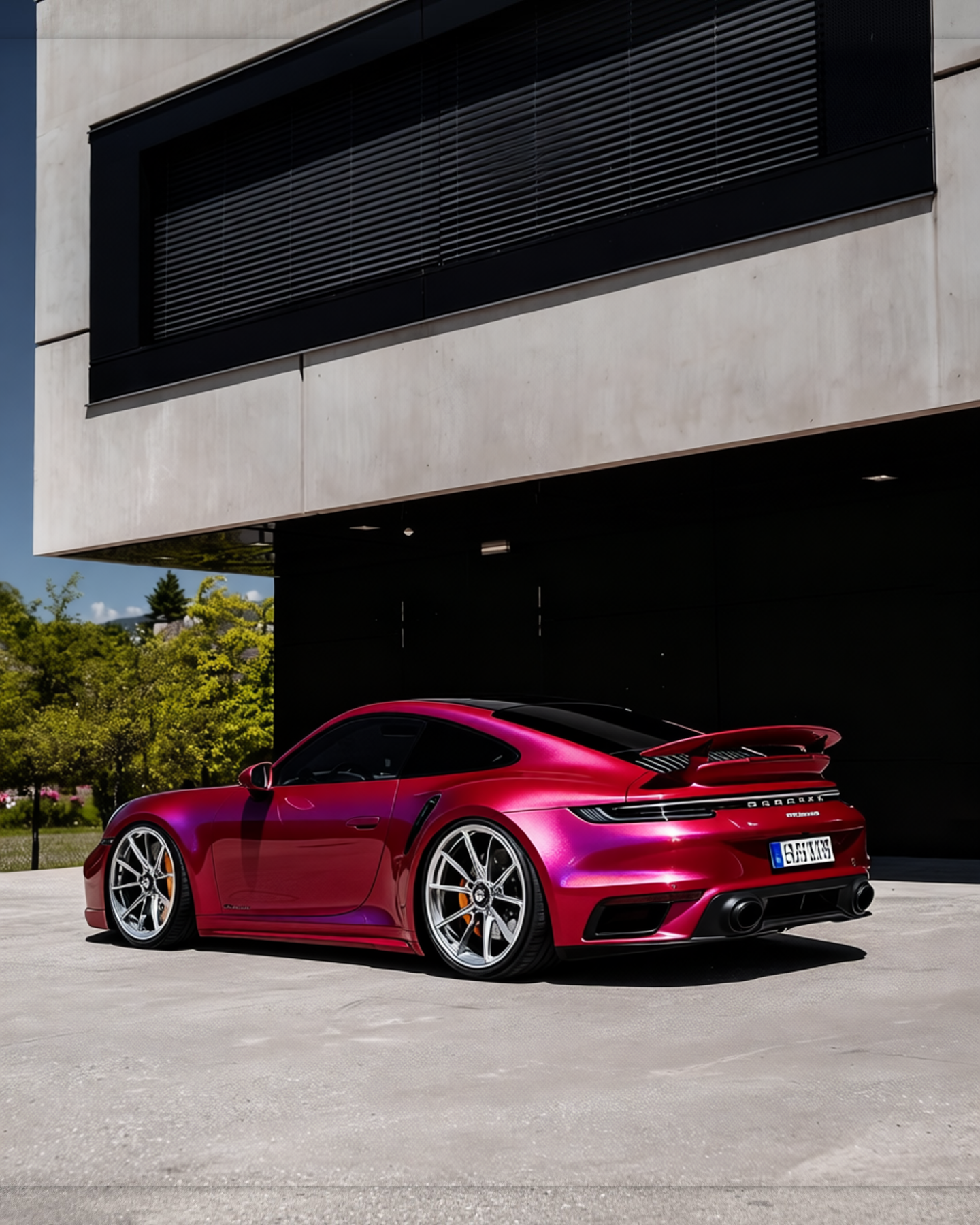 Porsche 911 rendered in Matte Cranberry gloss wrap