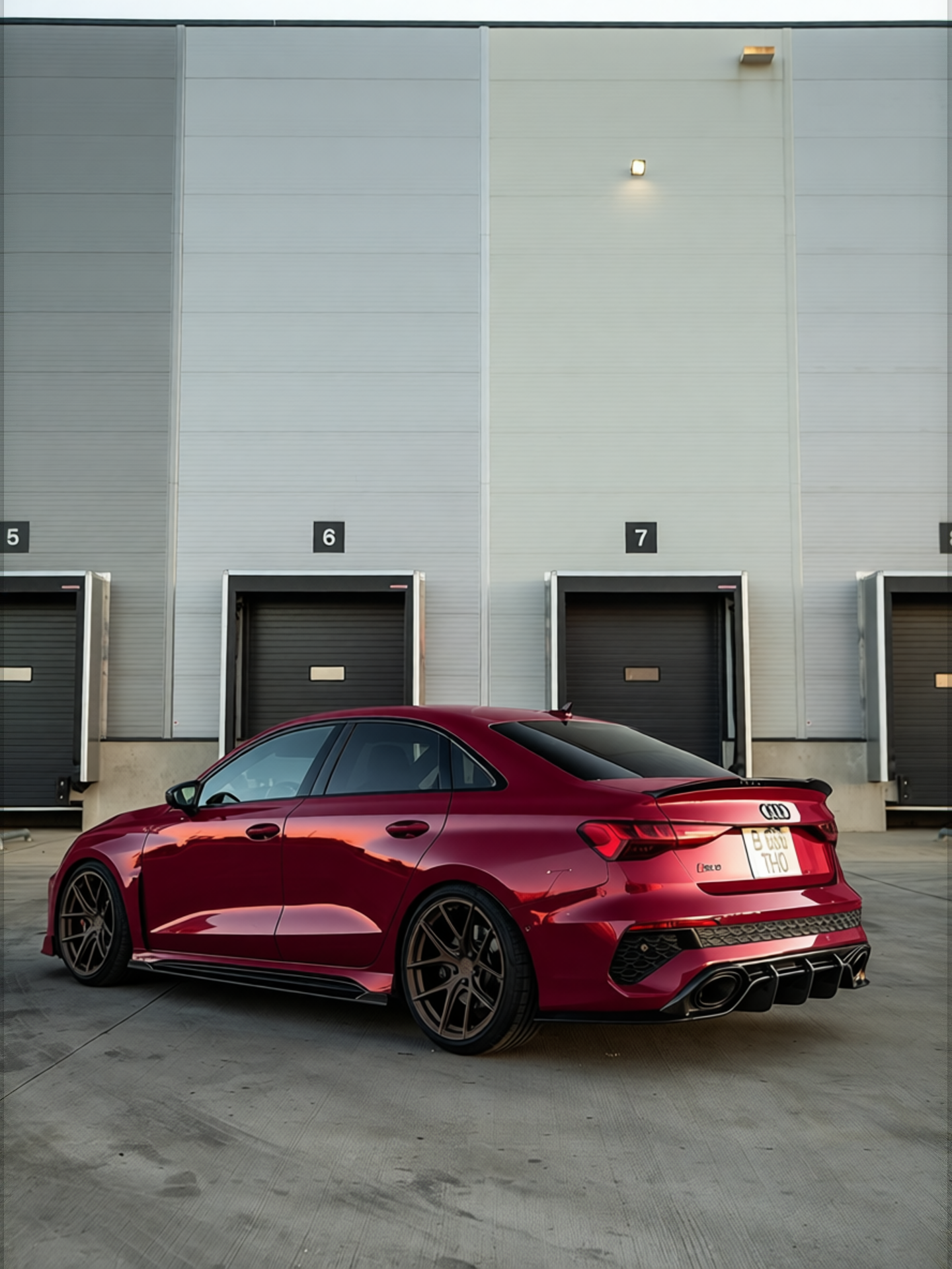 Audi RS3 rendered in Crystal Ancora Red gloss wrap