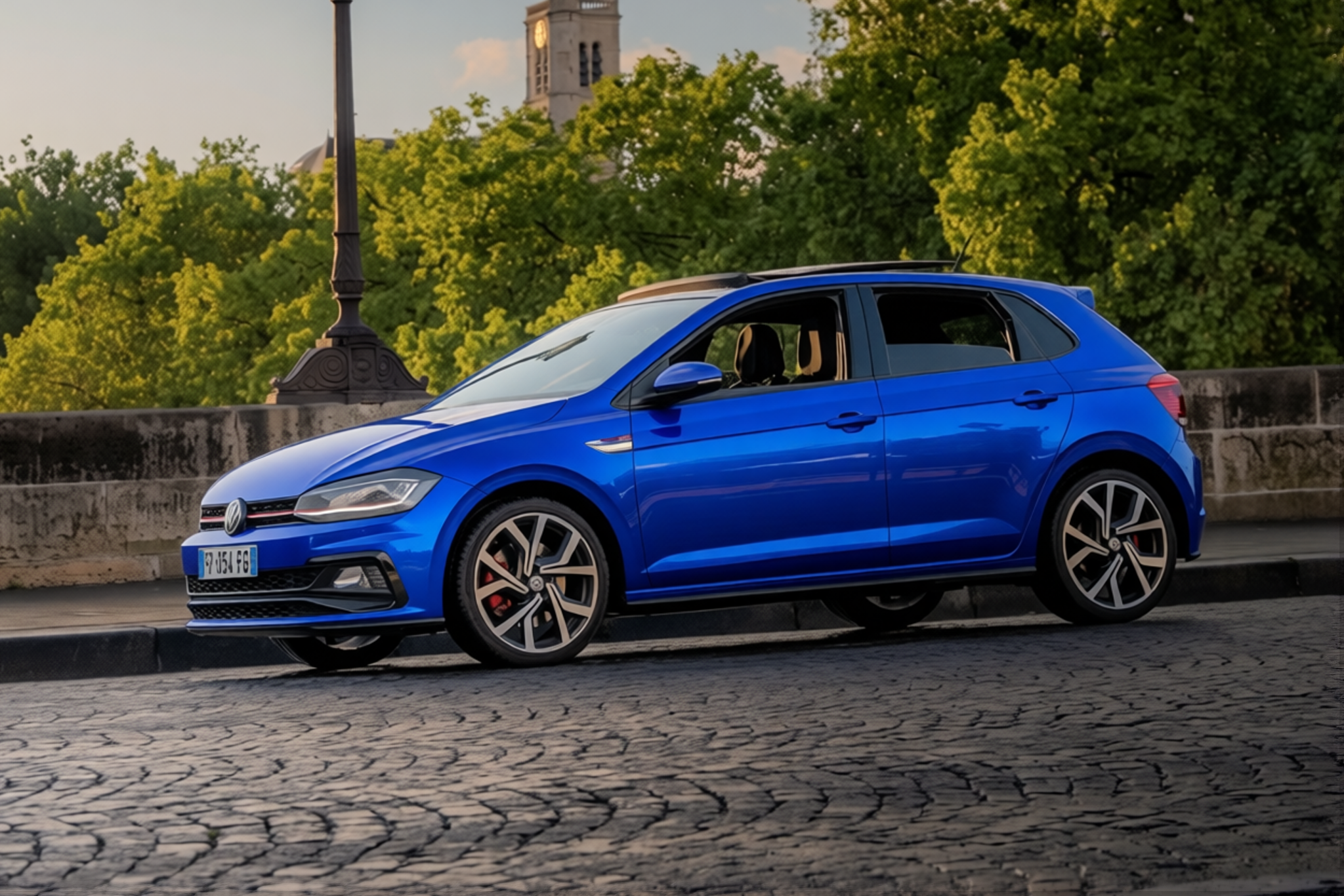 Volkswagen Polo GTI rendered in Royal Blue gloss wrap