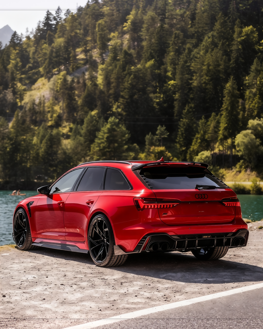 Audi RS6 rendered in Candy Apple Red gloss wrap