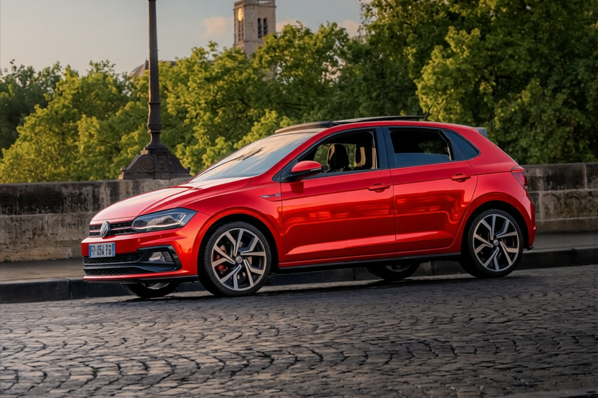 Volkswagen Polo GTI rendered in Glossy Metallic Paint Fire Red gloss wrap