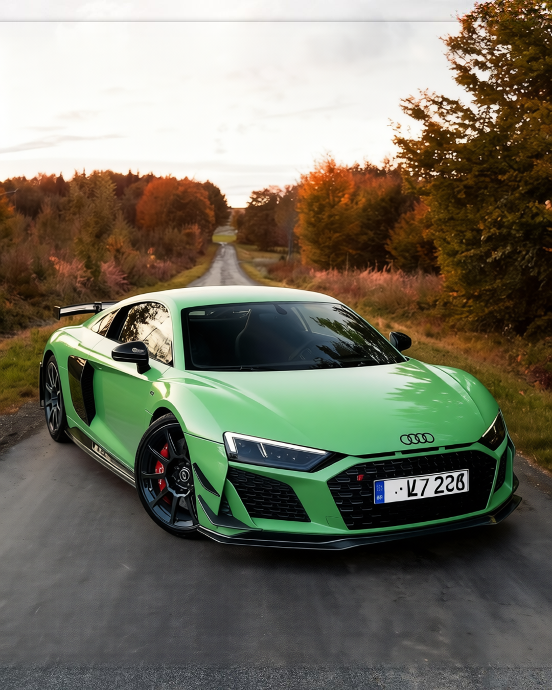 Audi R8 V10 GT rendered in Ferrari Gloss Moss Green gloss wrap