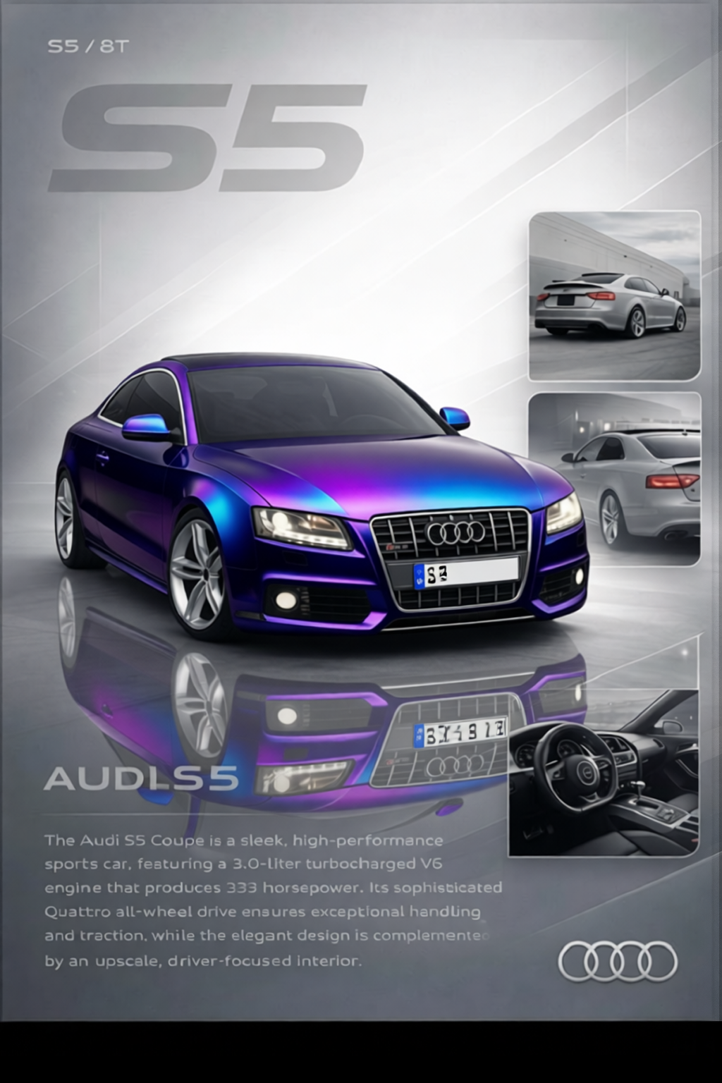 Audi S5 rendered in Super Gloss Spectrum gloss wrap