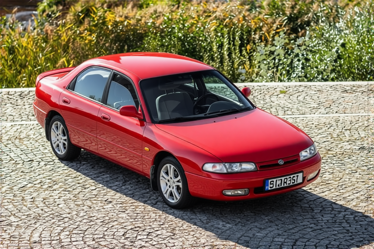mazda 626 rendered in Ferrari Red gloss paint