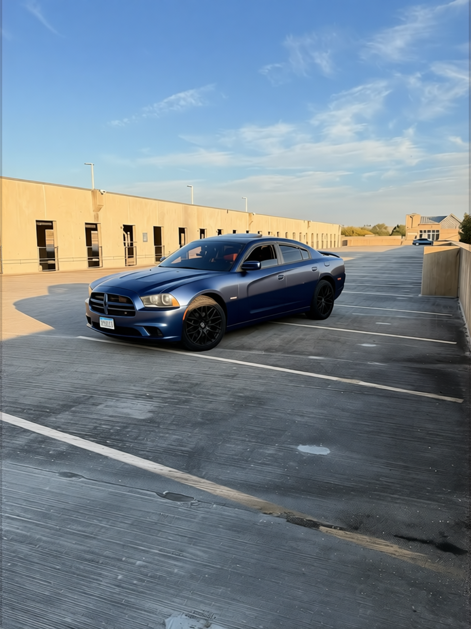 Dodge Charger rendered in Frozen Satin Metallic Charcoal Blue gloss wrap
