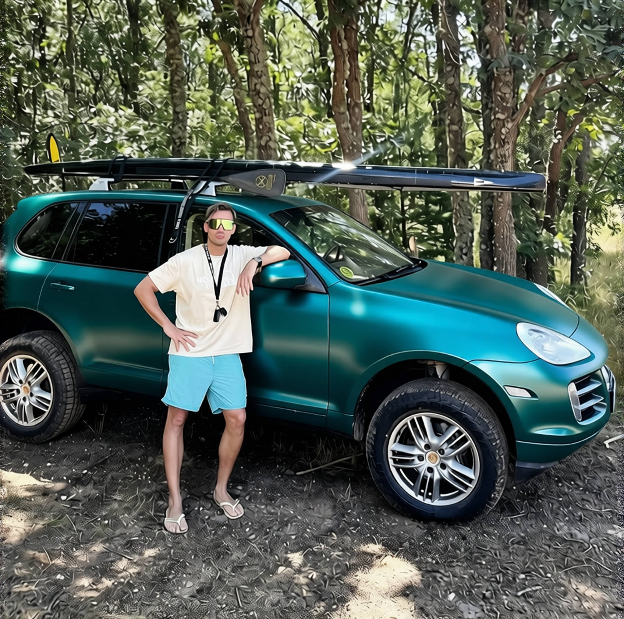 Porsche Cayenne rendered in Super Gloss Era Green gloss wrap