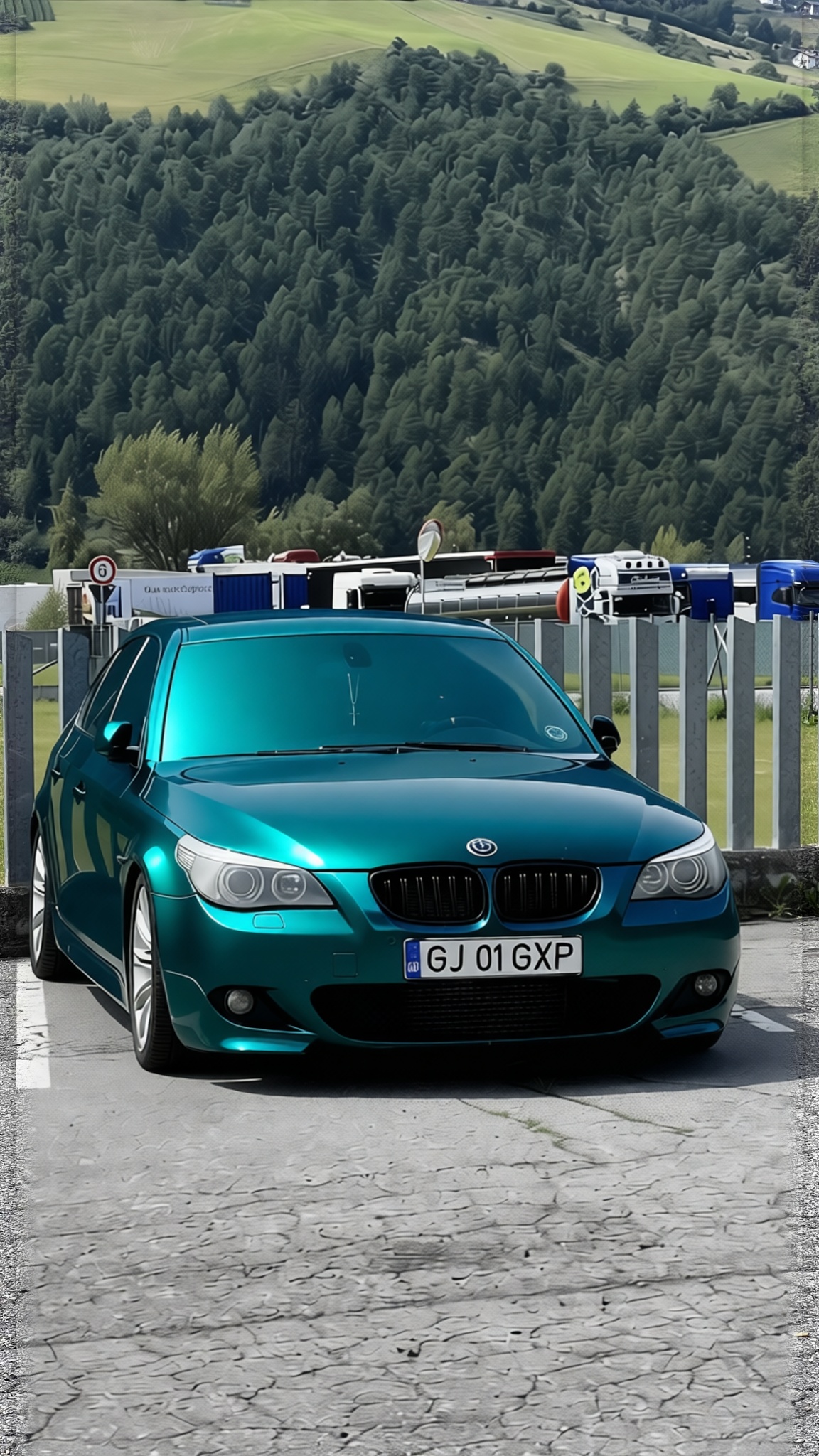 BMW 5 Series rendered in Super Gloss Era Green gloss wrap