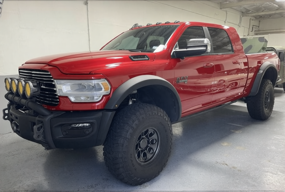 Ram 1500 rendered in Ferrari Red gloss paint