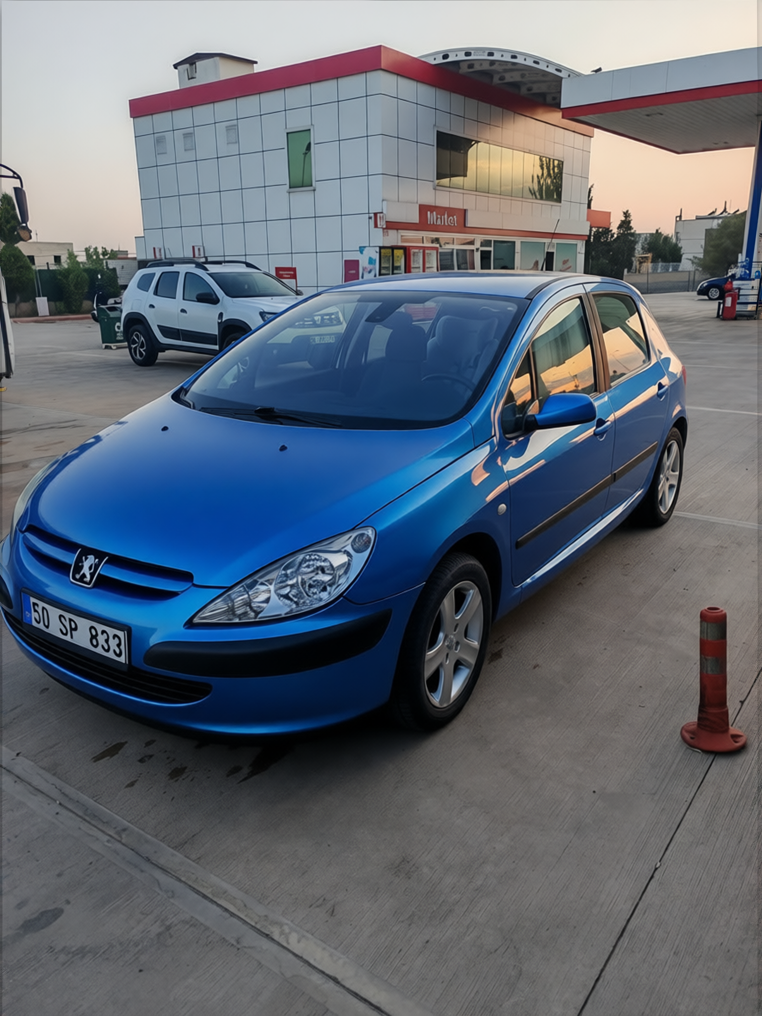 Peugeot 307 rendered in Gulf Blue gloss paint