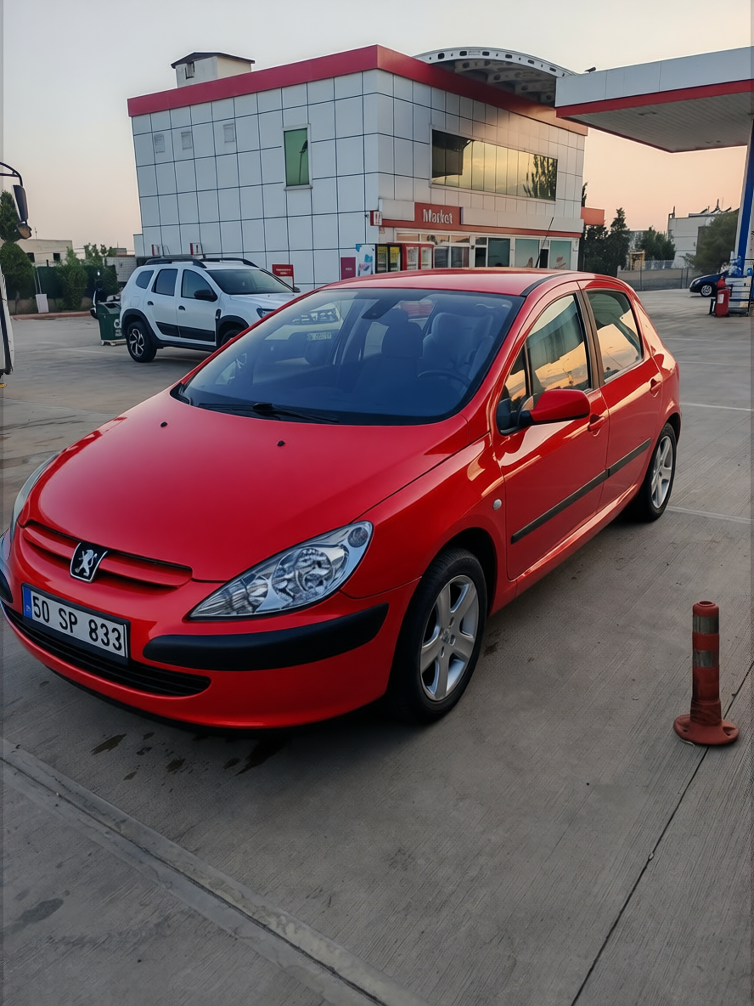 Peugeot 307 rendered in Ferrari Red gloss paint