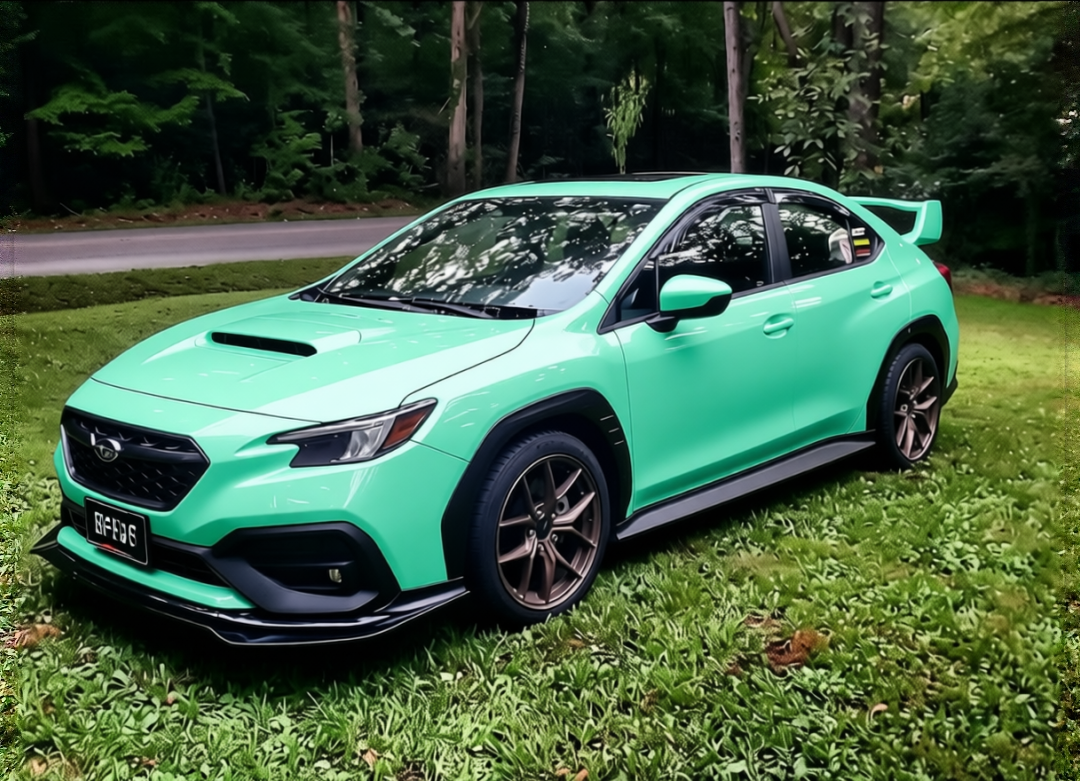 Your car rendered in Super Gloss Pearl Neon Mint gloss wrap