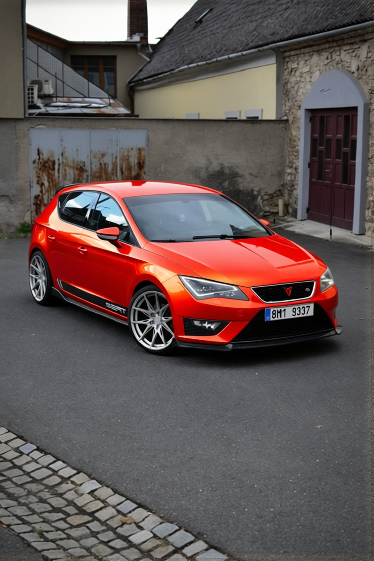 Seat Ibiza rendered in Gloss Dragon Fire Red gloss wrap