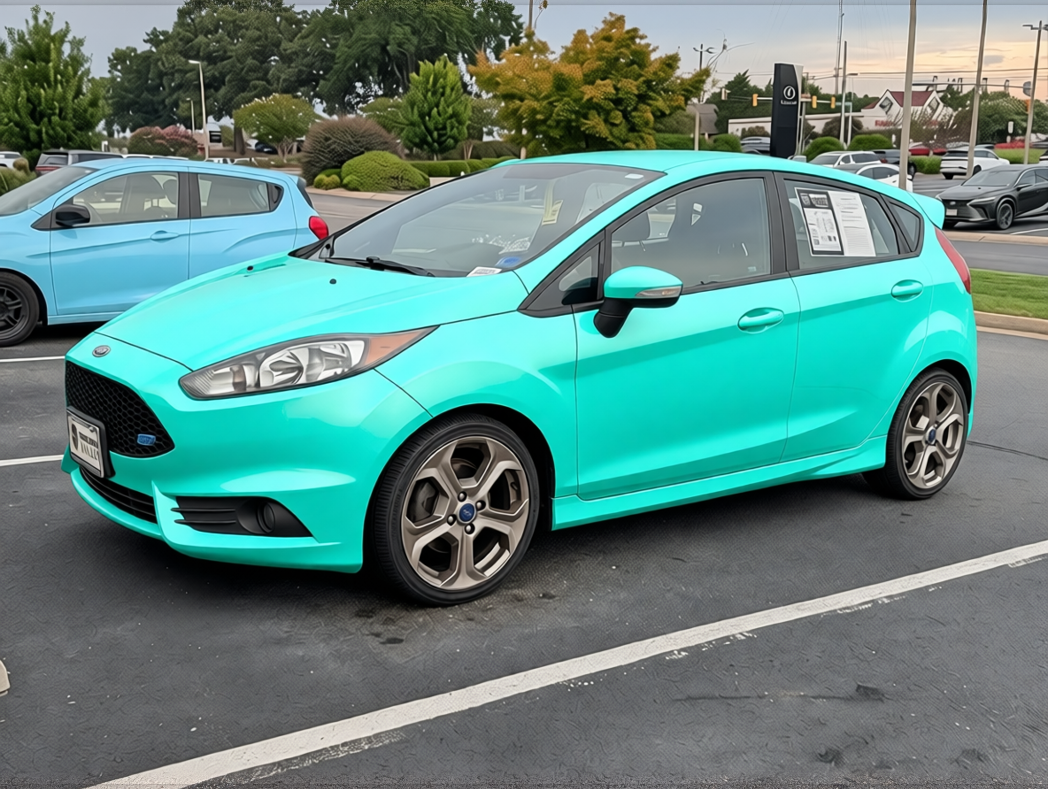 Ford Fiesta ST rendered in Super Gloss LB Tiffany Blue gloss wrap