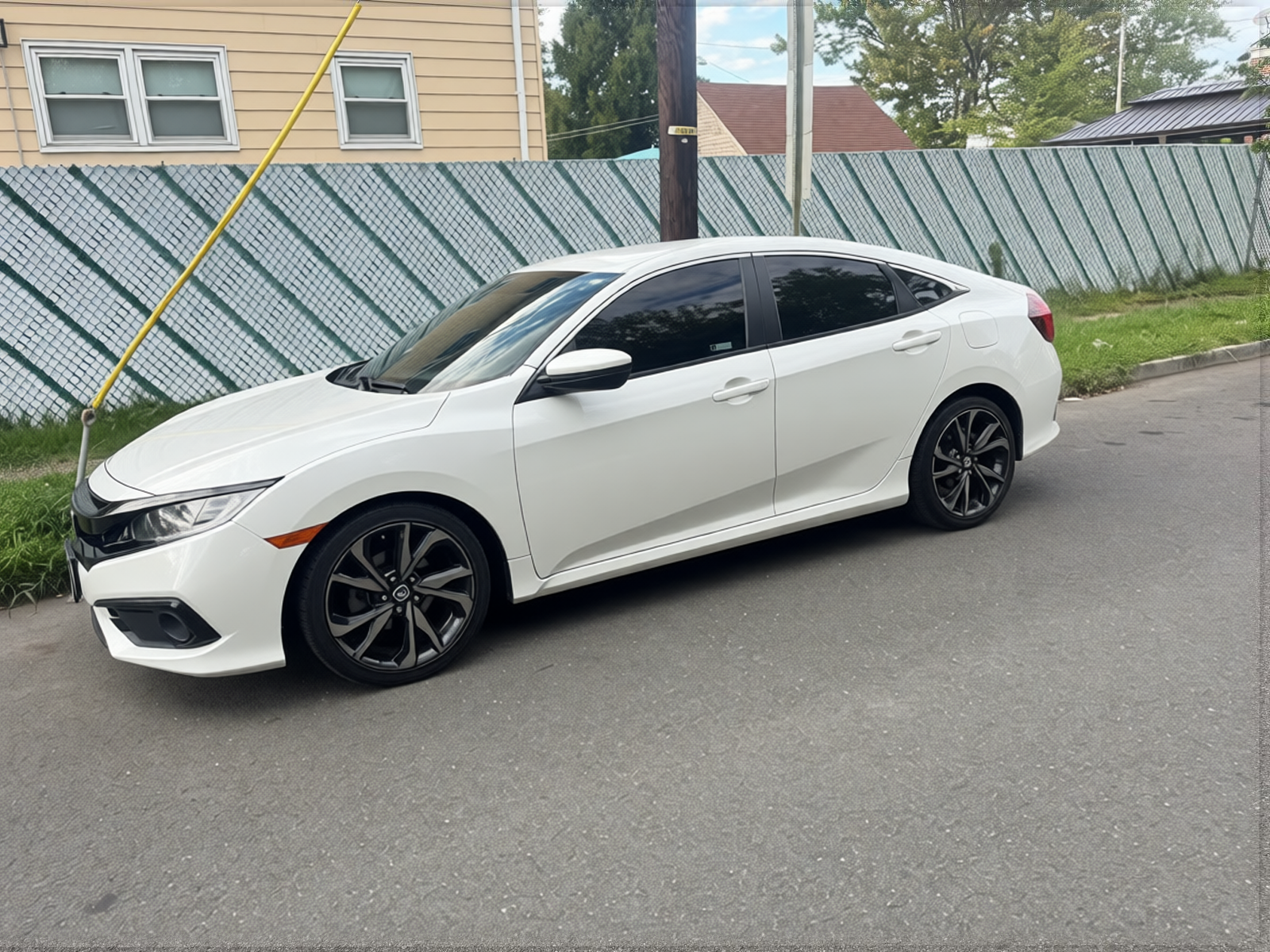 Honda Civic rendered in Pearl White gloss paint