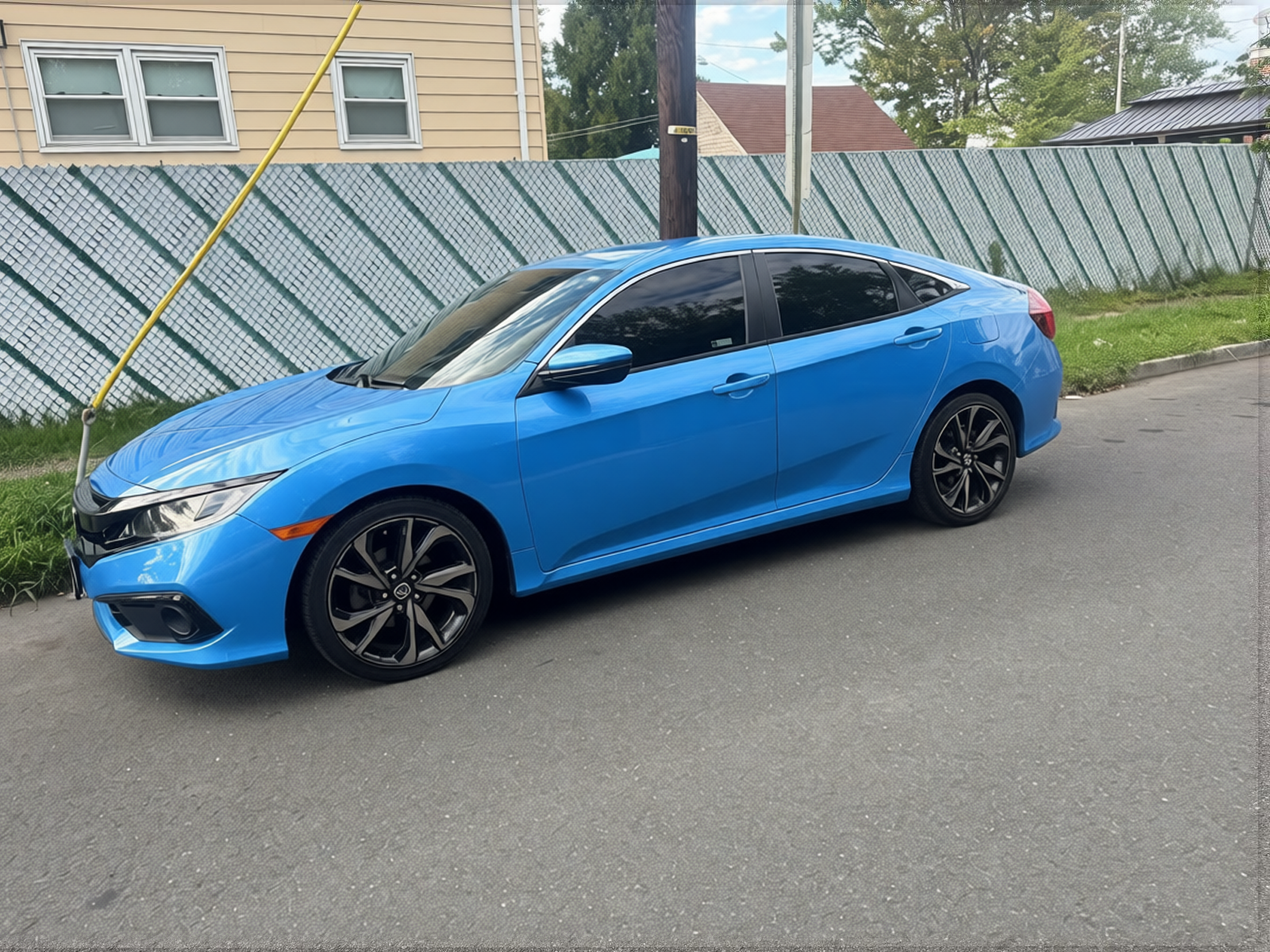 Honda Civic rendered in Gulf Blue gloss paint
