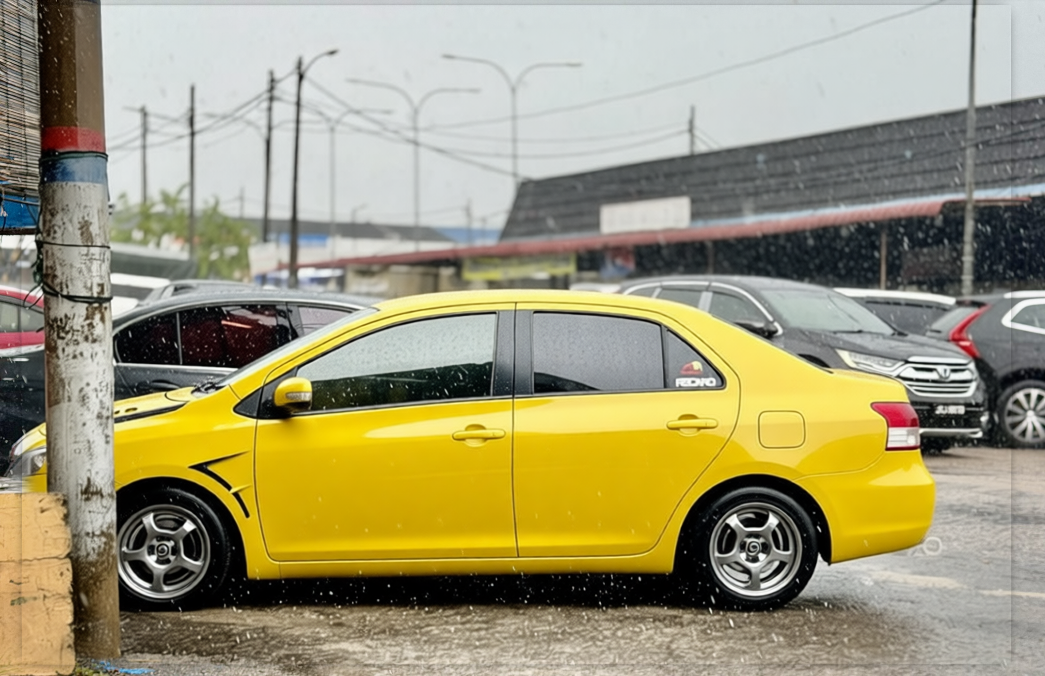 Car rendered in Racing Yellow gloss paint