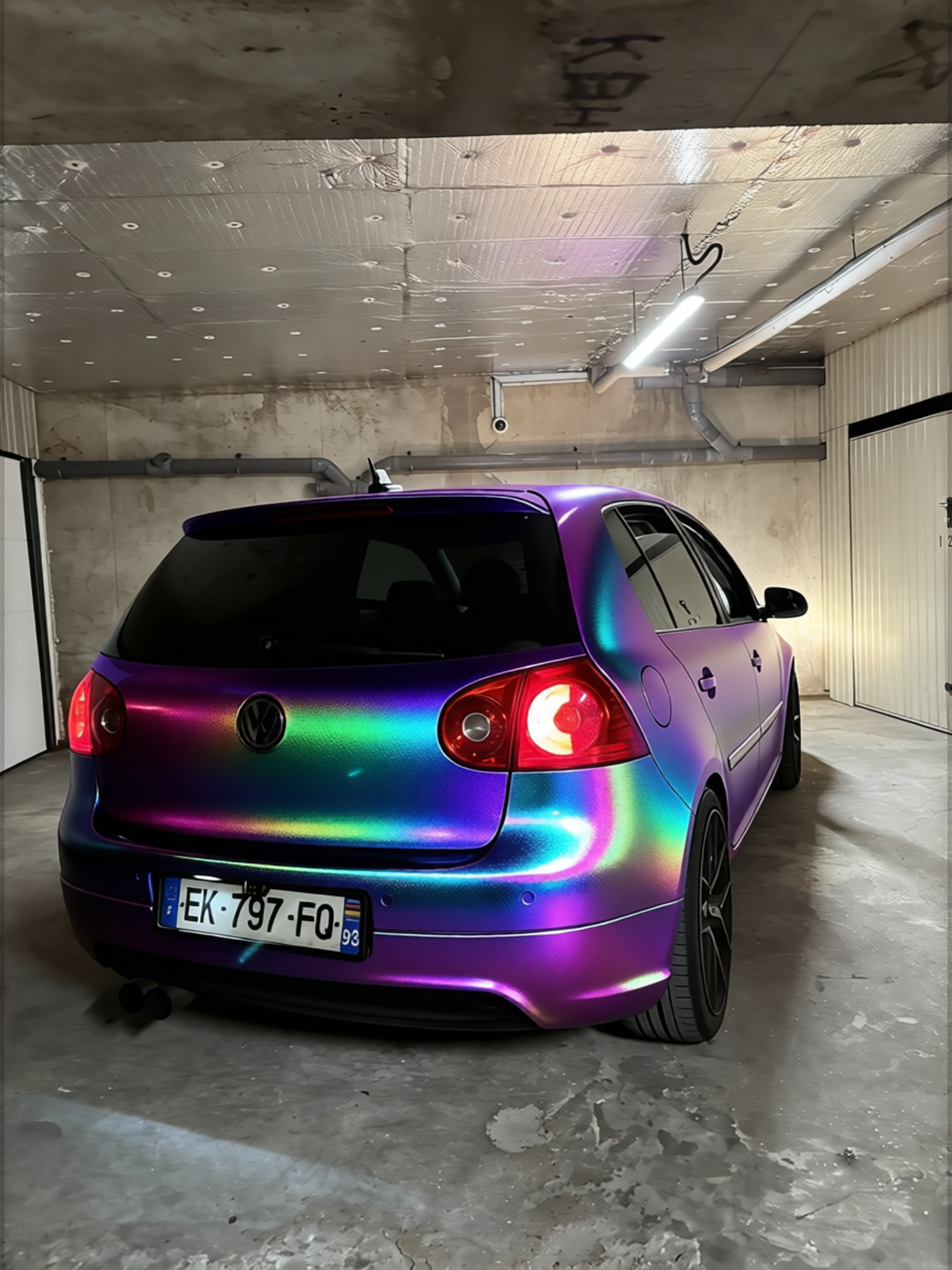 Volkswagen Golf rendered in Super Gloss Spectrum gloss wrap