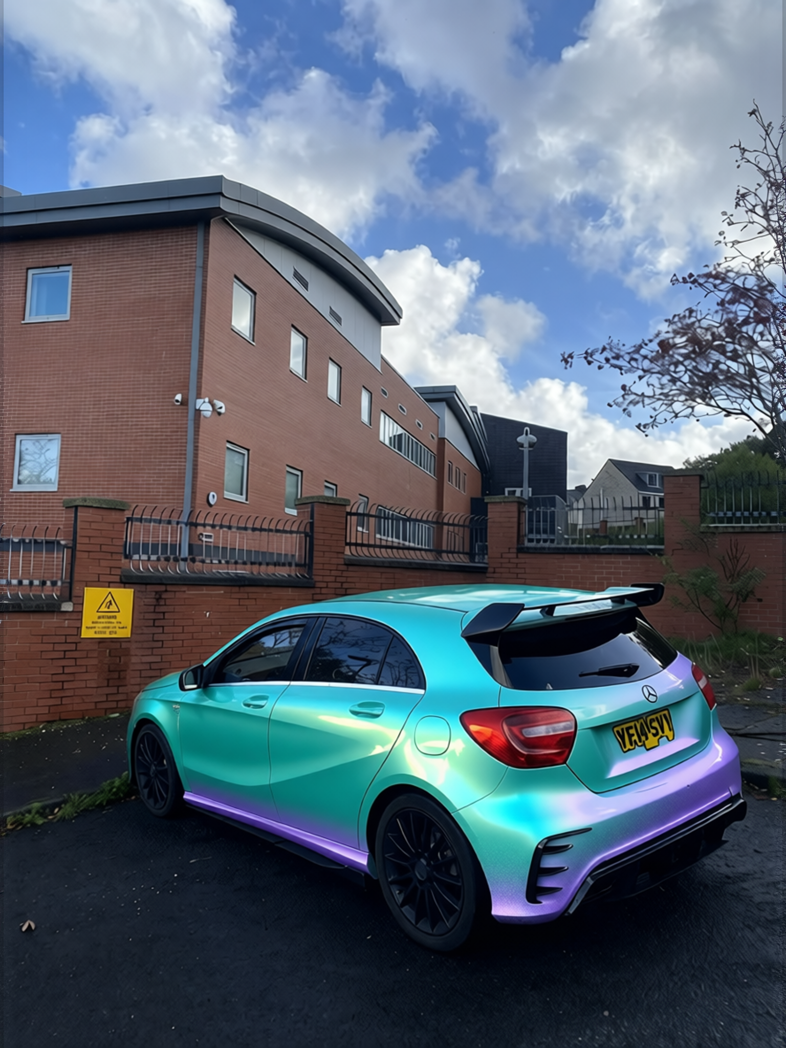 Mercedes-Benz A-Class rendered in Matte Turquoise Lavender gloss wrap