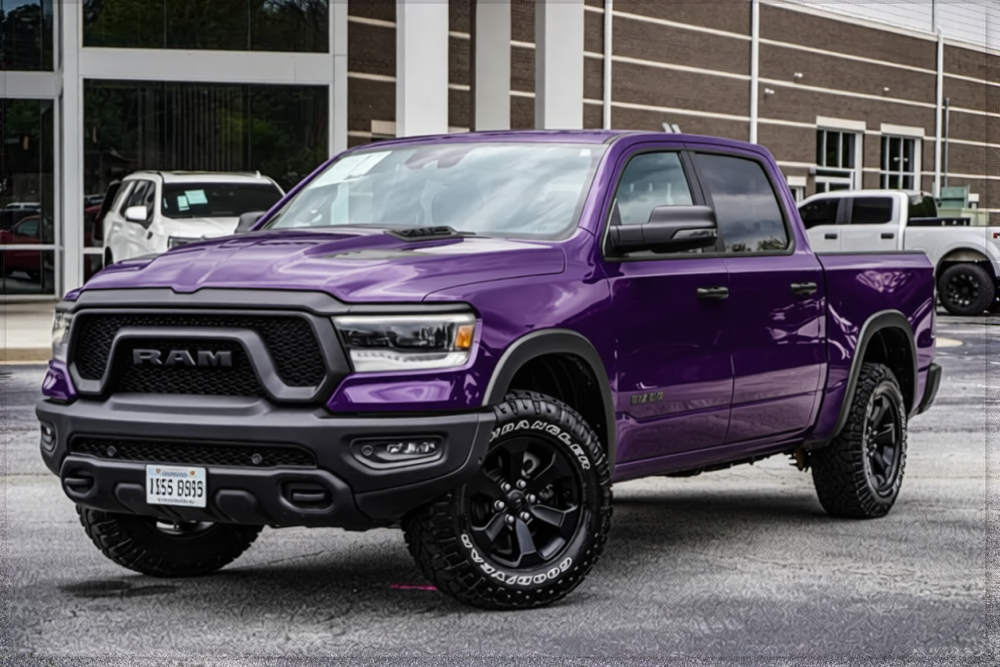 Ram 1500 rendered in Midnight Purple gloss paint