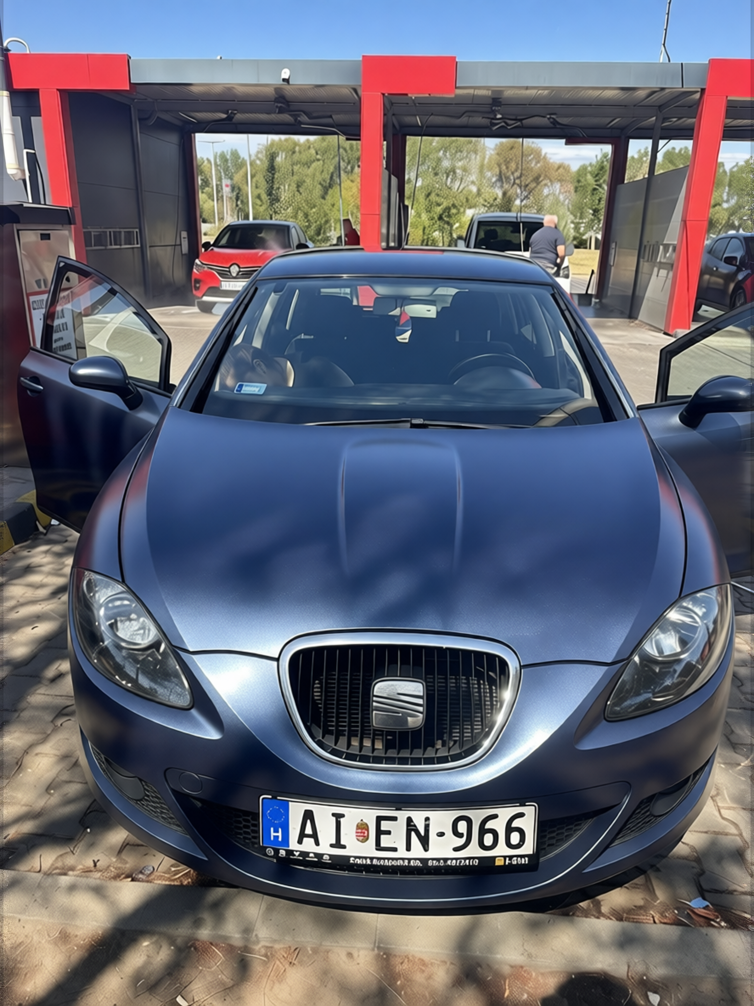 Your car rendered in Frozen Satin Metallic Charcoal Blue gloss wrap