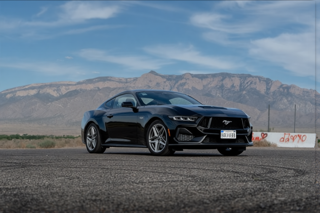 Ford Mustang rendered in Black gloss paint