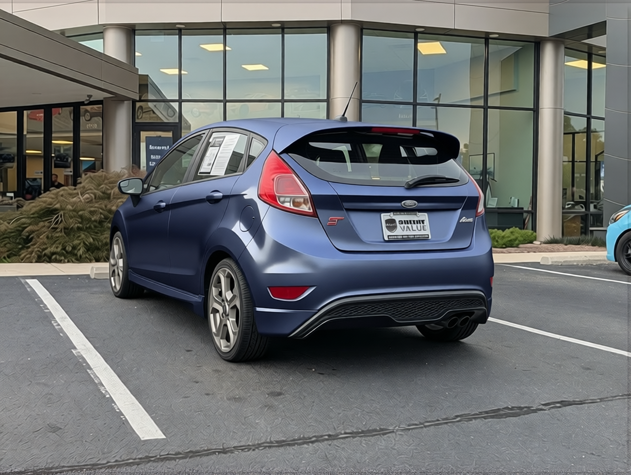 Ford Fiesta ST rendered in Frozen Satin Metallic Charcoal Blue gloss wrap