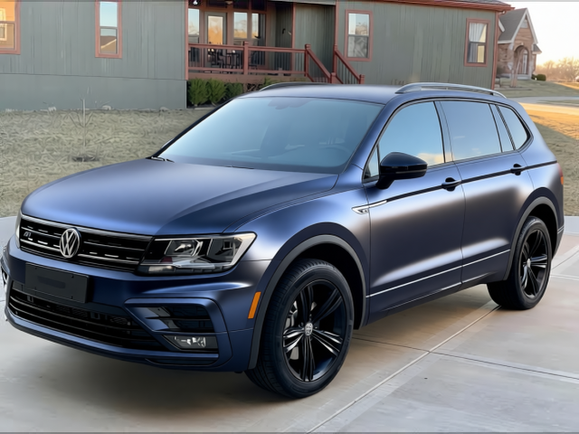 Volkswagen Tiguan rendered in Frozen Satin Metallic Charcoal Blue gloss wrap