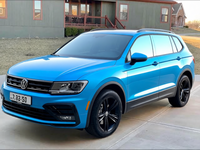 Volkswagen Tiguan rendered in Gloss Light Blue gloss wrap