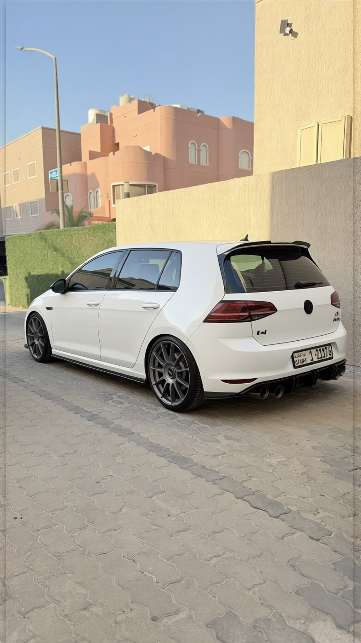 Volkswagen Golf R rendered in Pearl White gloss paint