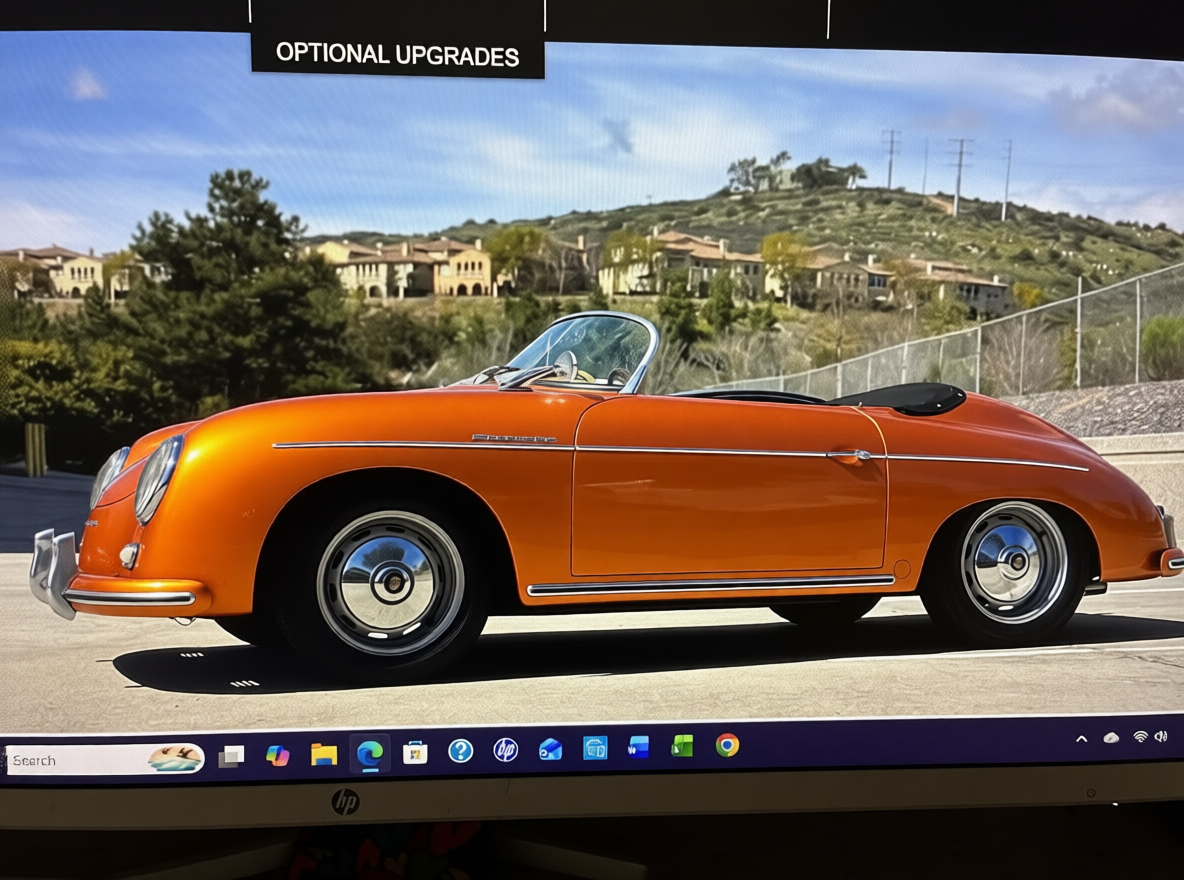 Porsche 356 rendered in Lava Orange gloss paint