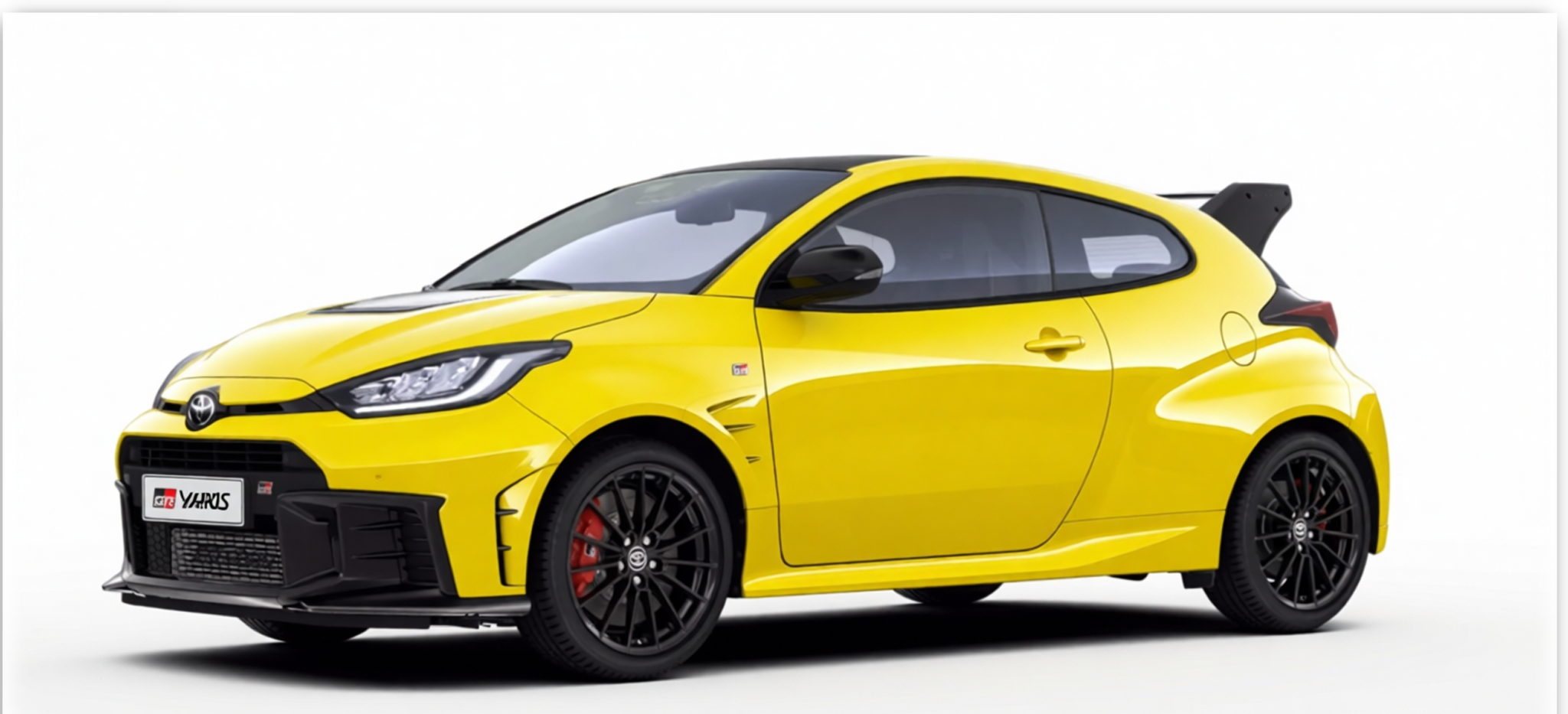 Toyota GR Yaris rendered in Racing Yellow gloss paint