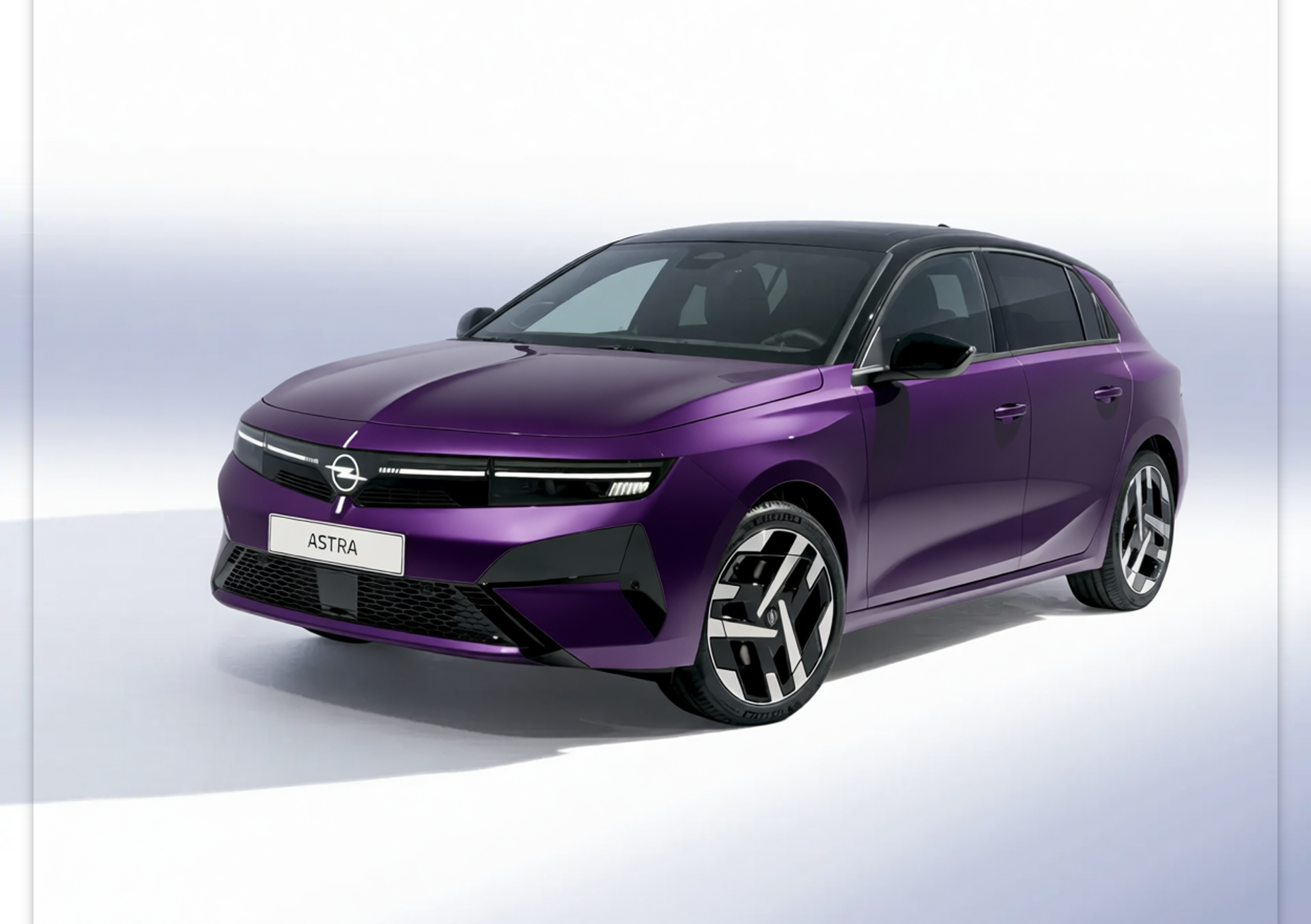 Opel Astra rendered in Midnight Purple gloss paint