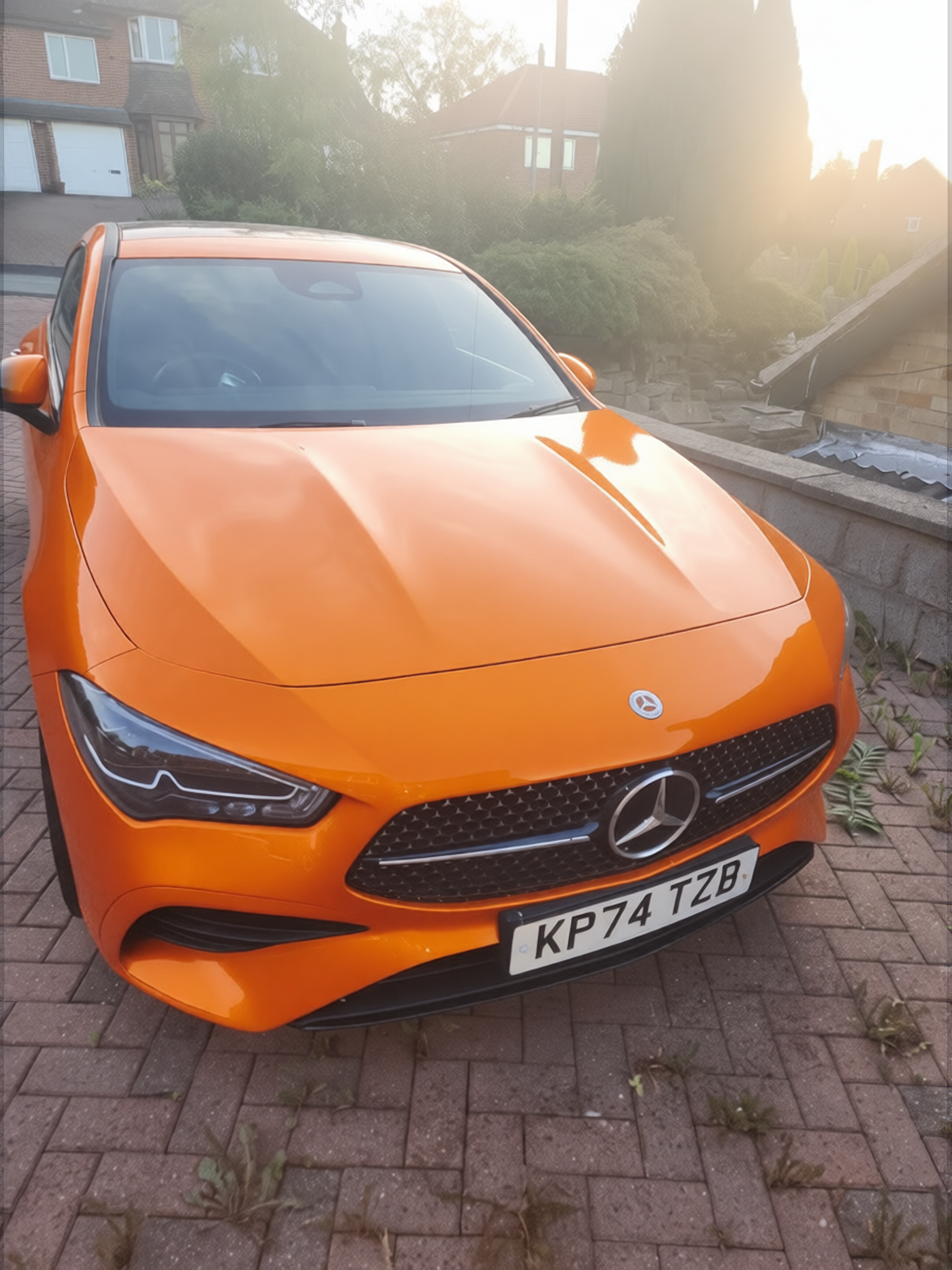 Mercedes-Benz CLA rendered in Lava Orange gloss paint