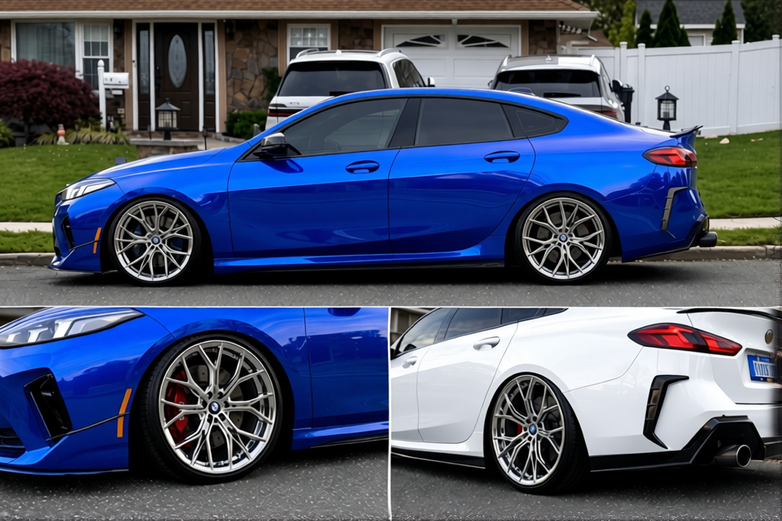 BMW 2 Series rendered in Royal Blue gloss wrap